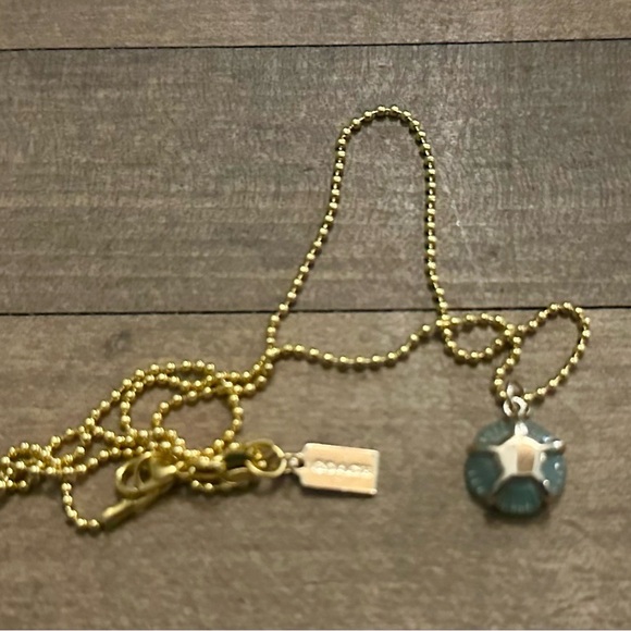 Coach Teal Resin Tea Rose Pendant 18k/.925 Necklace - Picture 8 of 8